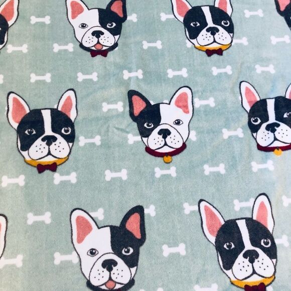 Boston Terrier Frenchie Dog Bone Print Bath Towels Set - Picture 3 of 4
